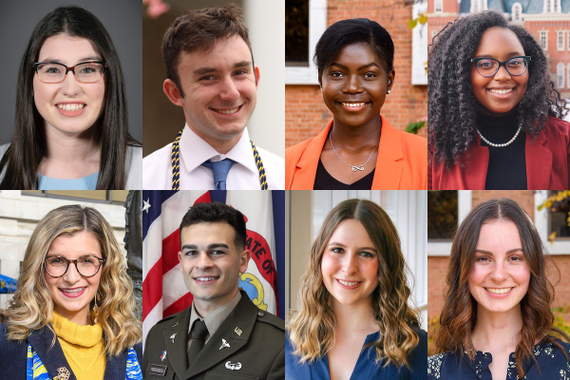 This year's eight recipients of the Order of Augusta, the most prestigious West Virginia University student award, are among the 52 students named WVU Foundation Outstanding Seniors. They will be recognized during an event on May 12 at Elizabeth Moore Hal