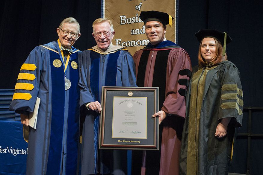 WVU Professors and Univisersity President at commencement ceremony